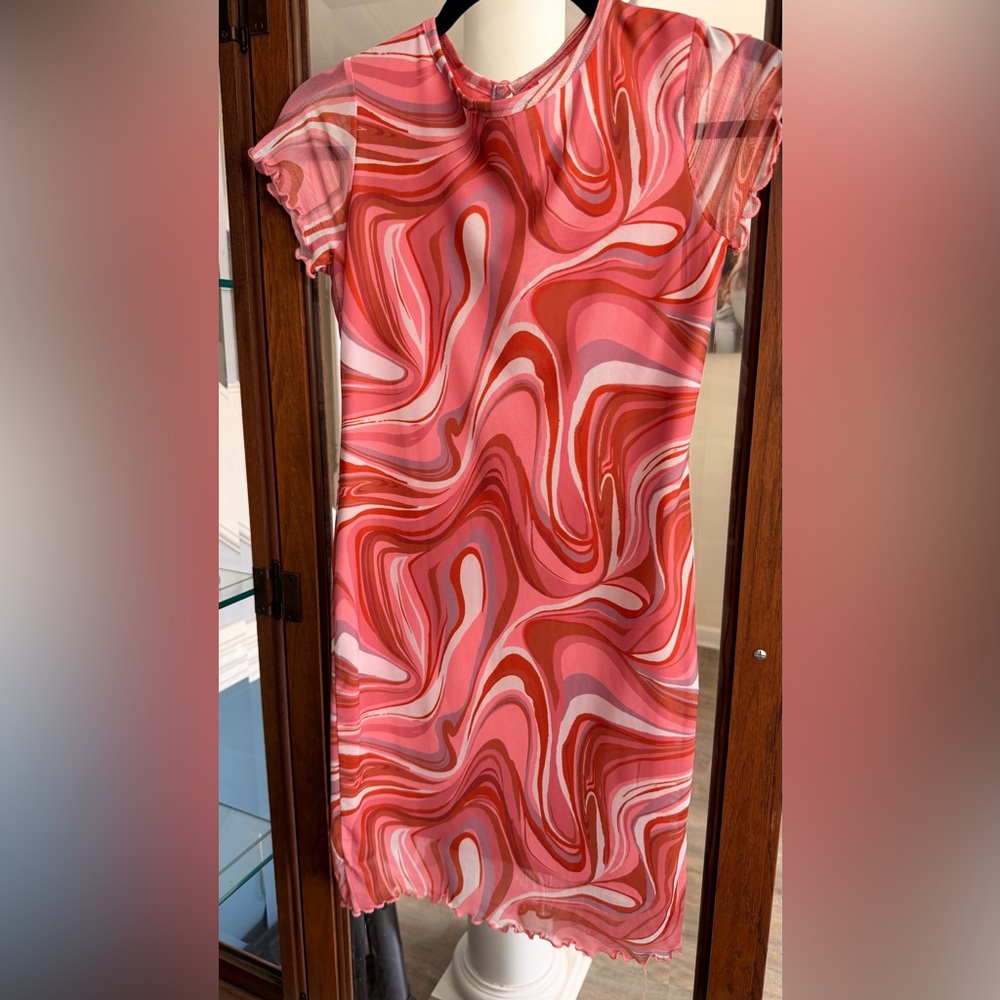 Girls art class Pink and Red Swirl Midi Dress
